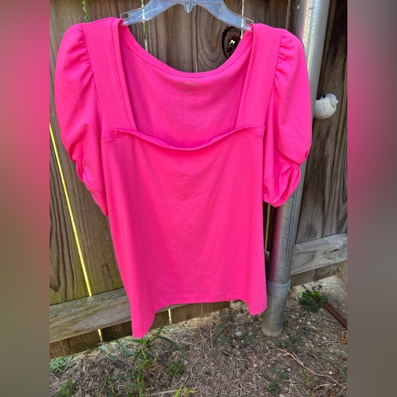 Lilly PulitzerJessie puff sleeves Pink Top - Picture 2 of 6